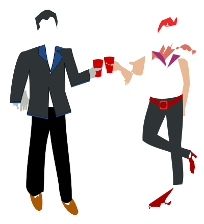 Tea for two in the street clipart