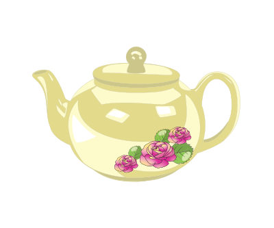 Teapot with Rose decoration clipart