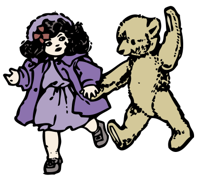 Teddy Bear and Doll - Colour Remix clipart