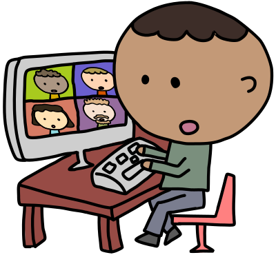 Teleconference Man in a Meeting clipart