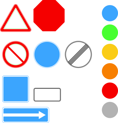 Template of road signs (shapes and colors) clipart