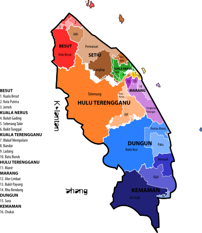 Terengganu new electoral map (March 2017) clipart