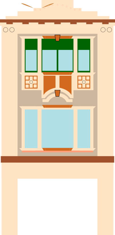 Three-storey 1920s shophouse clipart