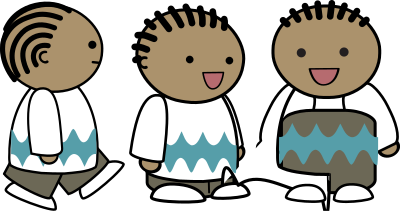 Three views of a comic character clipart