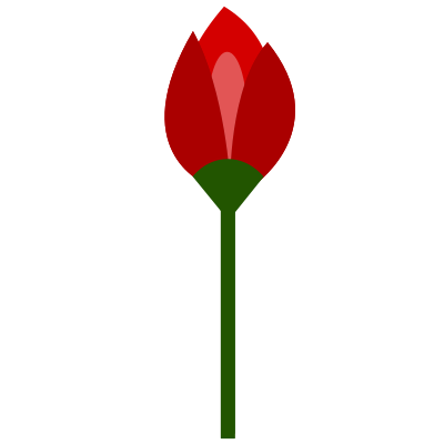 TULIP Simple Red Flower- 3-color- with slight glow clipart