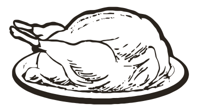 Turkey on Platter BW clipart