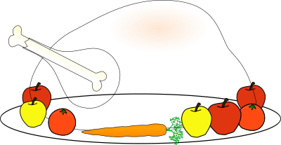 Turkey platter 01 with fruit and vegitables 01 clipart