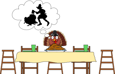 Turkey, Scared Turkey...Happy Thanksgiving clipart