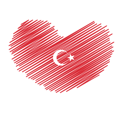 Turkish flag heart shape clipart