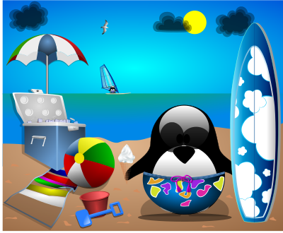 Tux at the Beach clipart
