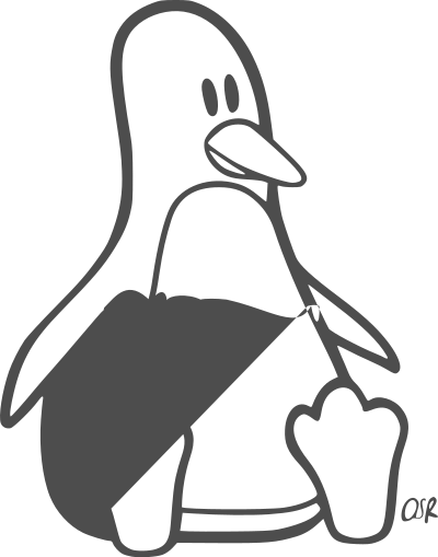 Tux simple cartoon grey clipart