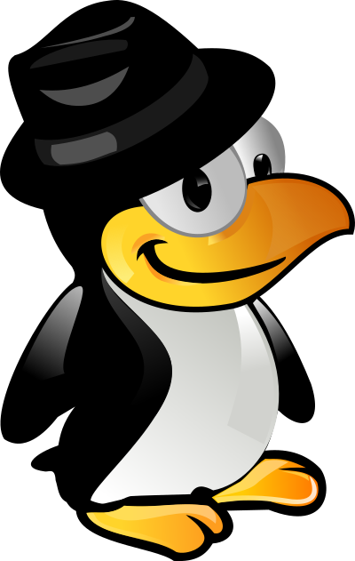 Tux with black hat clipart