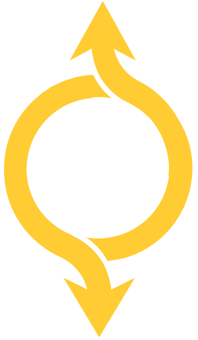 Two curved yellow arrows in circle clipart