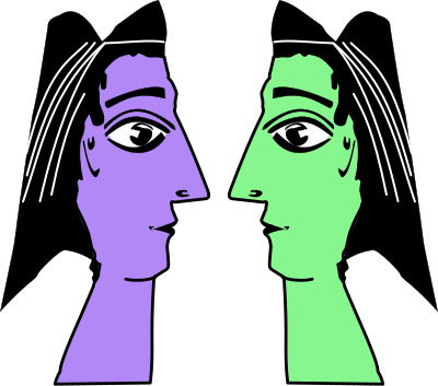 Two Faces Watching clipart