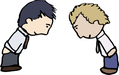 Two Guys Bowing clipart