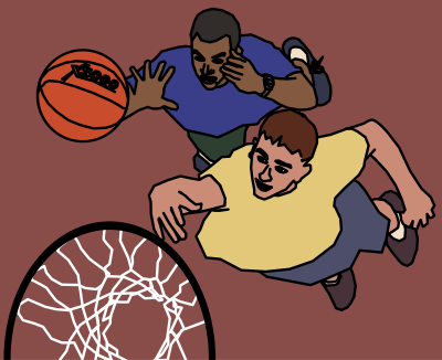 Two Guys Play Basketball clipart