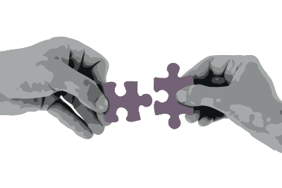 Two Hands and a Puzzle Piece clipart