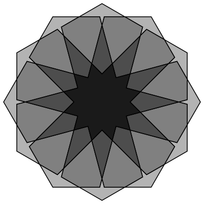 Two hexagons, 12 points clipart
