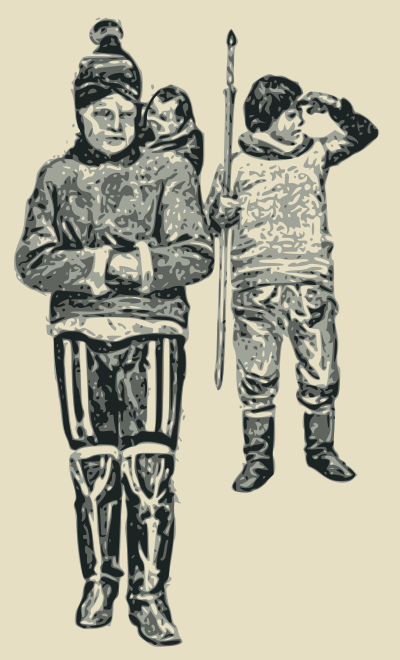 Two Inuit People and a Baby clipart