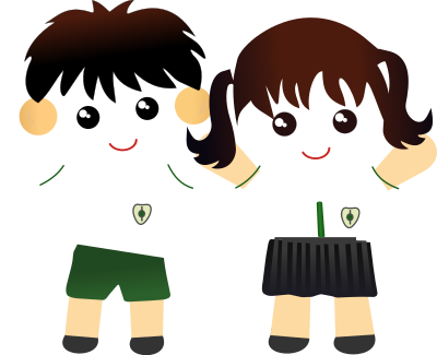 Two Kids in school uniform clipart