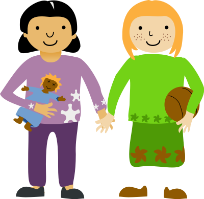 Two little girl clipart