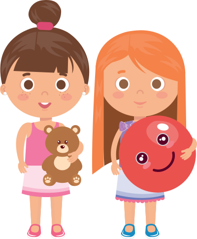 Two Little Girls With Toys clipart