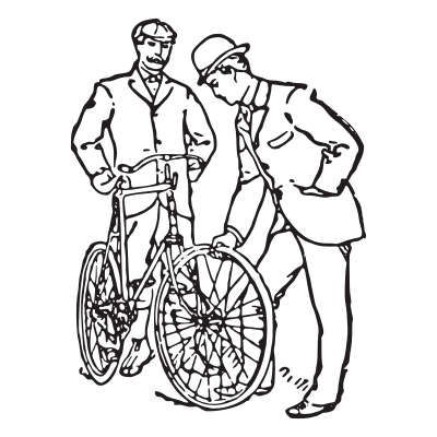 Two Men and a Bicycle clipart