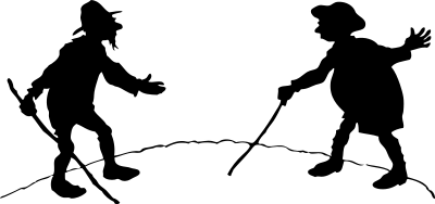 Two men with canes clipart