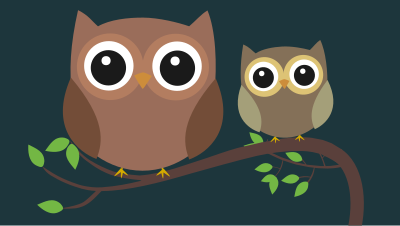 Two owls at night clipart