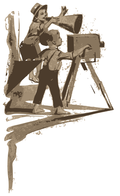 Two Retro Kids Making a Movie clipart