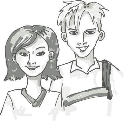 Two smiling youths clipart