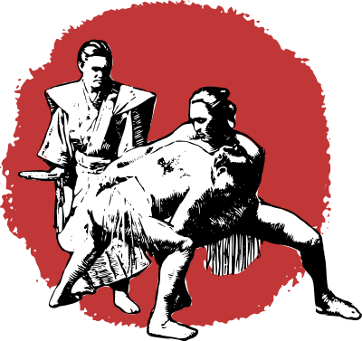 Two Sumo & Referee clipart