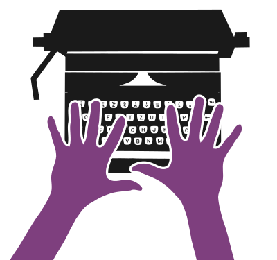 Typewriter with Purple Hands clipart