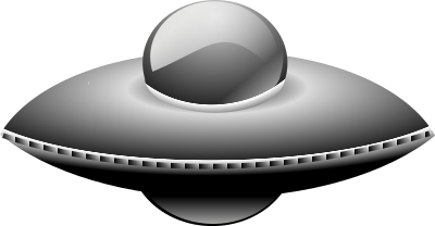 Ufo in metalic style clipart