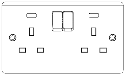UK 13A Power Point double Front elevation clipart