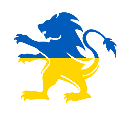 Ukrainian flag heraldic lion clipart