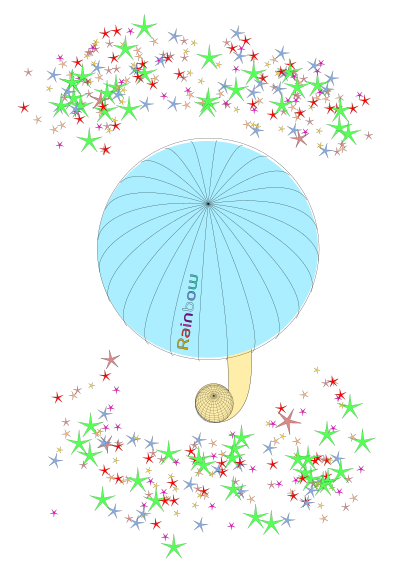 Umbrella with text rainbow and colorful stars clipart