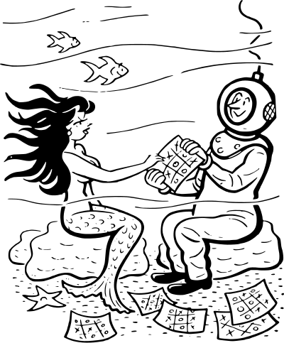 Underwater tic-tac-toe clipart