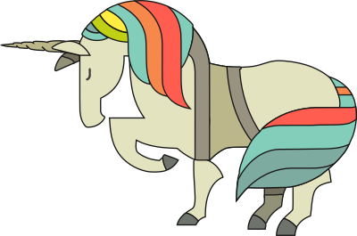 Unicorn with rainbow mane clipart