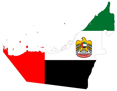 United Arab Emirates Map Flag With Stroke With Emblem clipart