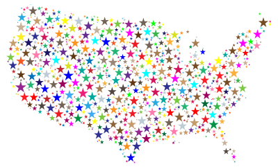 United States Map Prismatic Stars 2 clipart