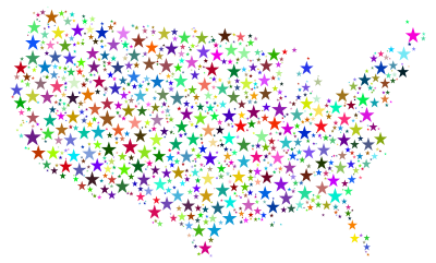 United States Map Prismatic Stars clipart