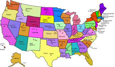 United States Map With Capitals, and State Names clipart