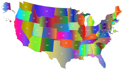 United States Map With Labels Polyprismatic clipart