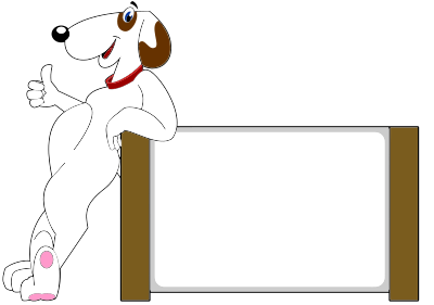 Upbeat Anthropomorphic Dog With Sign clipart