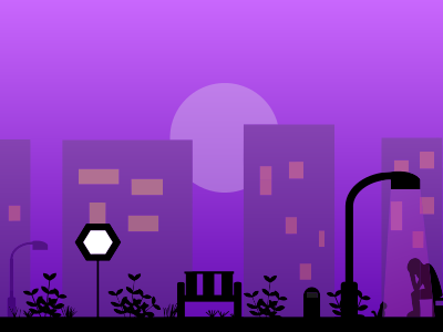 Upset Man In Night City Landscape clipart