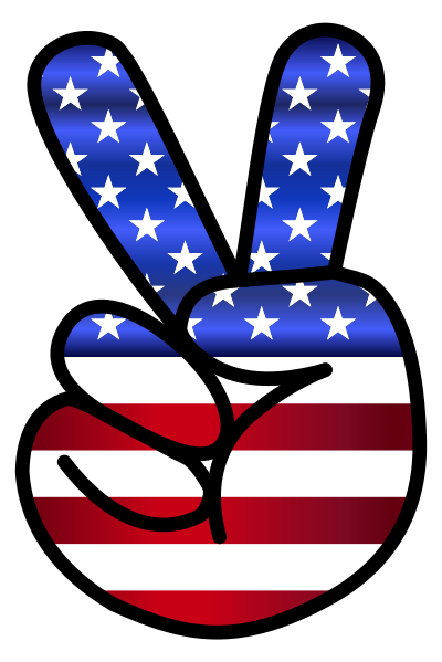 US Flag Peace Hand Sign clipart