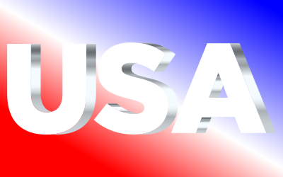 USA Flag Typography Silver clipart