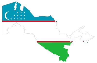 Uzbekistan Map Flag With Stroke clipart