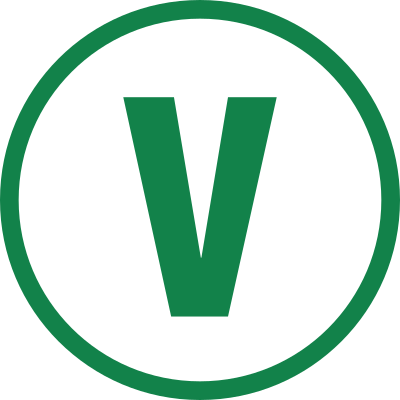 V green on white circle 1 clipart